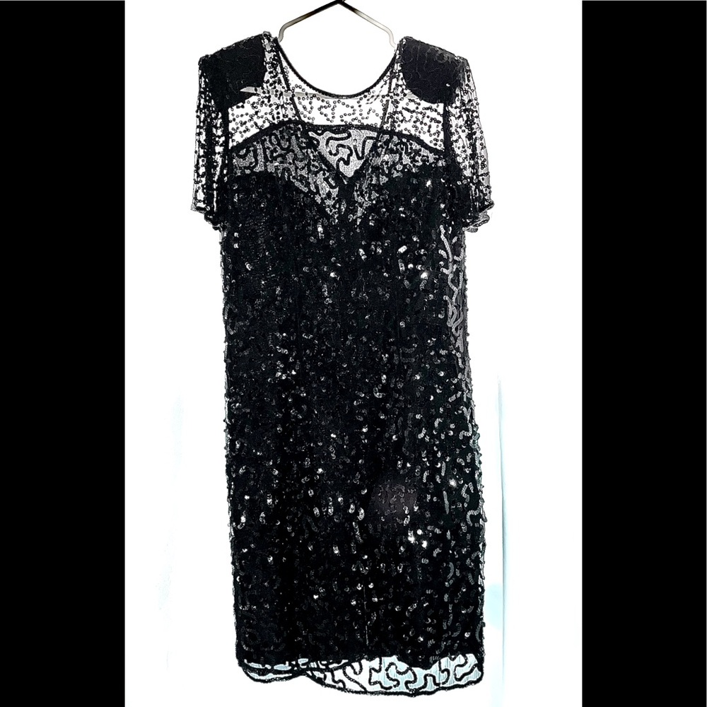 Leslie Fay Evenings: Black Sequined Party Dress